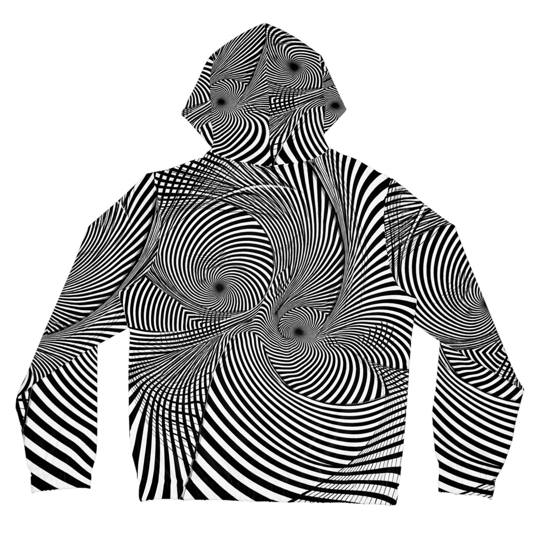 Optical Illusion Full-Zip Hoodie — Black & White Swirl AOP