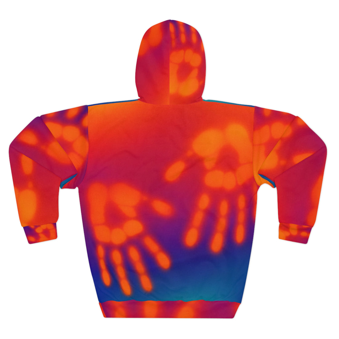 Handprint Tie-Dye Hoodie — Vibrant Neon Palm Print Pullover