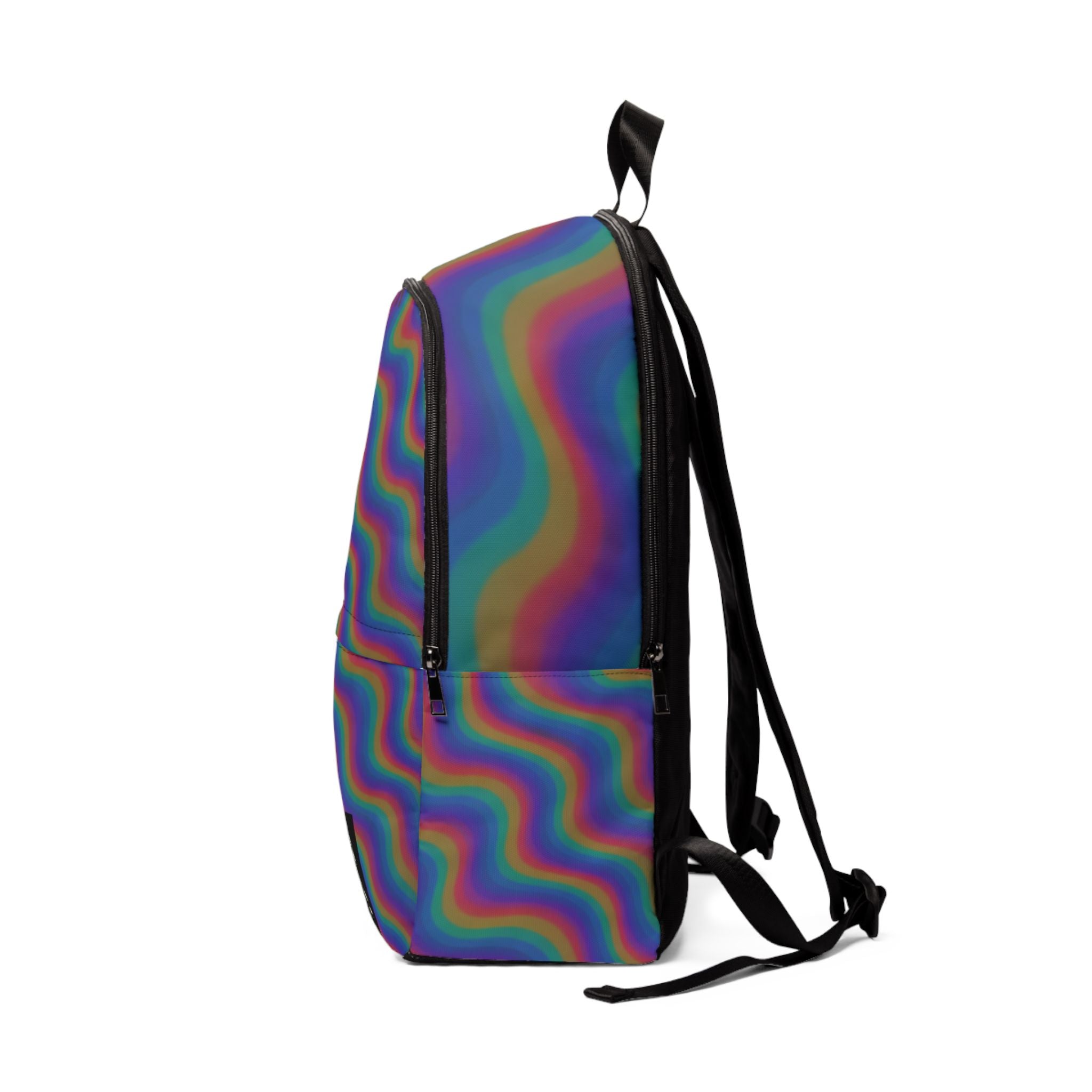 Psychedelic Rainbow Wave Backpack – Colorful Trippy Pattern School & Travel Bag