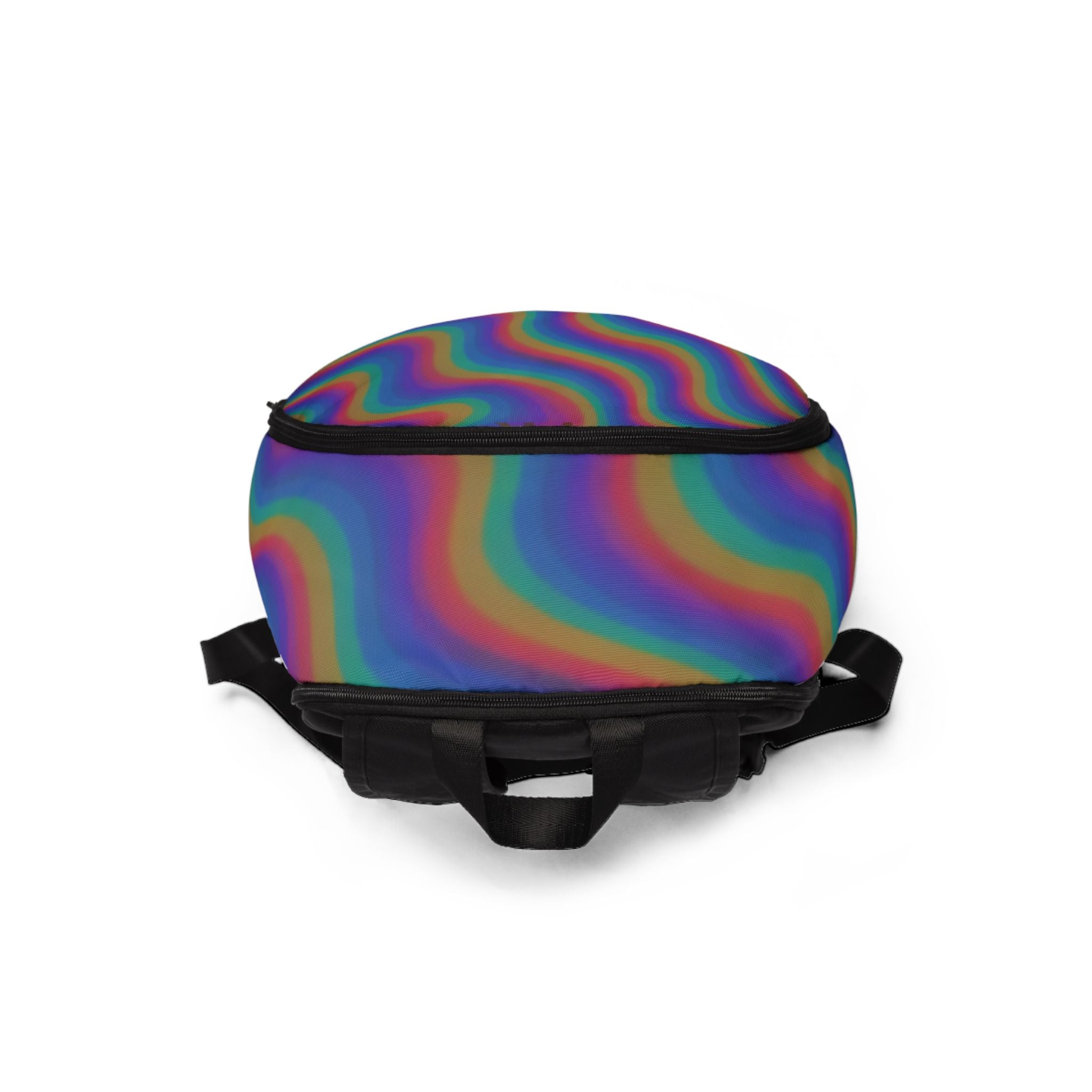 Psychedelic Rainbow Wave Backpack – Colorful Trippy Pattern School & Travel Bag